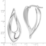 Sterling Silver RH-plated Polished Hollow Twisted Oval Hoop Earrings - Product Photo