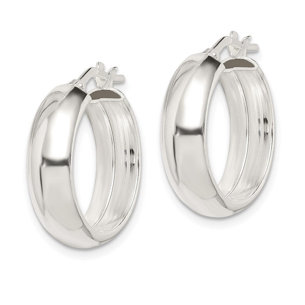 Sterling Silver Polished 6mm Round Hoop Earrings - Product Photo