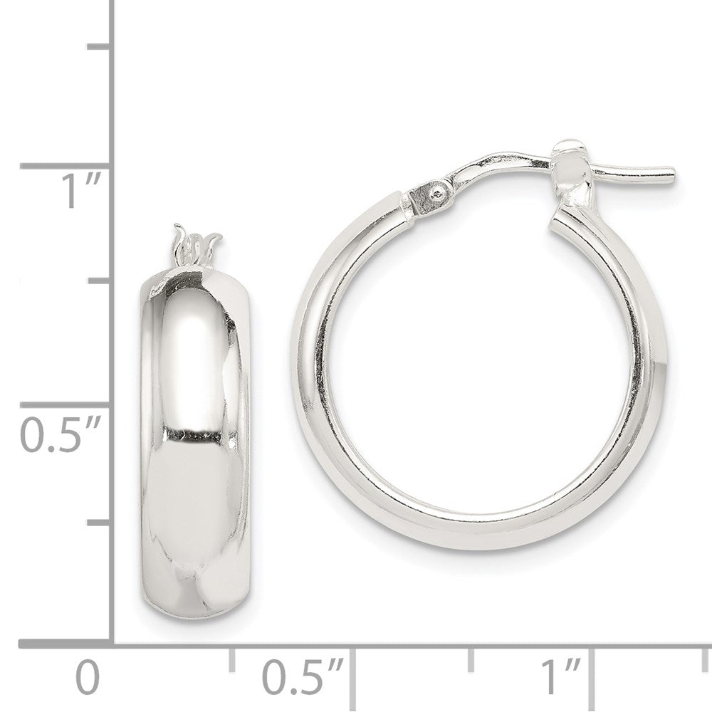 Sterling Silver Polished 6mm Round Hoop Earrings - Product Photo