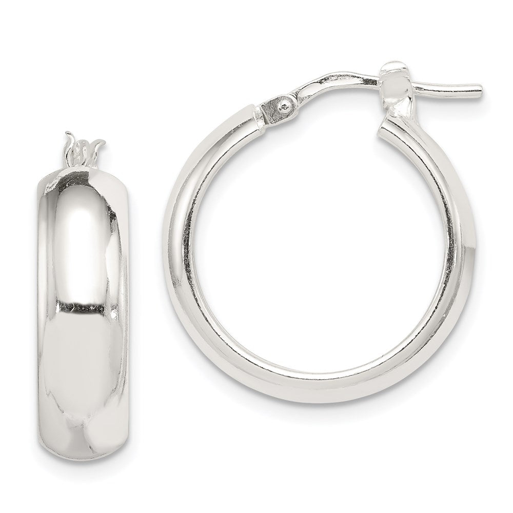 Sterling Silver Polished 6mm Round Hoop Earrings - Product Photo