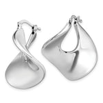 Sterling Silver Rhodium-plated Wide Twisted Hollow Hoop Earrings - Product Photo