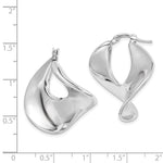 Sterling Silver Rhodium-plated Wide Twisted Hollow Hoop Earrings - Product Photo