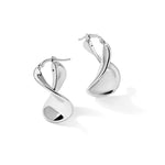 Sterling Silver Rhodium-plated Wide Twisted Hollow Hoop Earrings - Product Photo