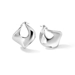 Sterling Silver Rhodium-plated Wide Twisted Hollow Hoop Earrings - Product Photo