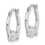 Sterling Silver Rhodium-plated Polished Dolphin Round Hoop Earrings - Product Photo