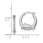Sterling Silver Rhodium-plated Polished Dolphin Round Hoop Earrings - Product Photo