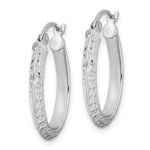 Sterling Silver Rhodium Plated Diamond Cut Oval Hoop Earrings - Product Photo