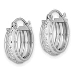 Sterling Silver Rhodium-plated Diamond-cut 5mm Round Hoop Earrings - Product Photo