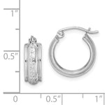 Sterling Silver Rhodium-plated Diamond-cut 5mm Round Hoop Earrings - Product Photo