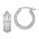 Sterling Silver Rhodium-plated Diamond-cut 5mm Round Hoop Earrings - Product Photo