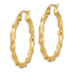 Sterling Silver Gold-plated 3x30mm Diamond-cut Twisted Hoop Earrings - Product Photo
