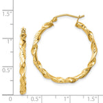 Sterling Silver Gold-plated 3x30mm Diamond-cut Twisted Hoop Earrings - Product Photo