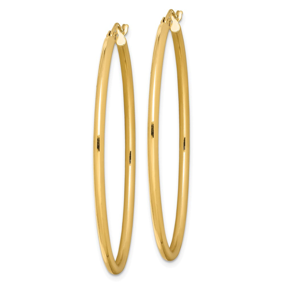 Sterling Silver Gold-plated Oval 2mm Hollow Hoop Earrings - Product Photo