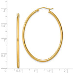 Sterling Silver Gold-plated Oval 2mm Hollow Hoop Earrings - Product Photo