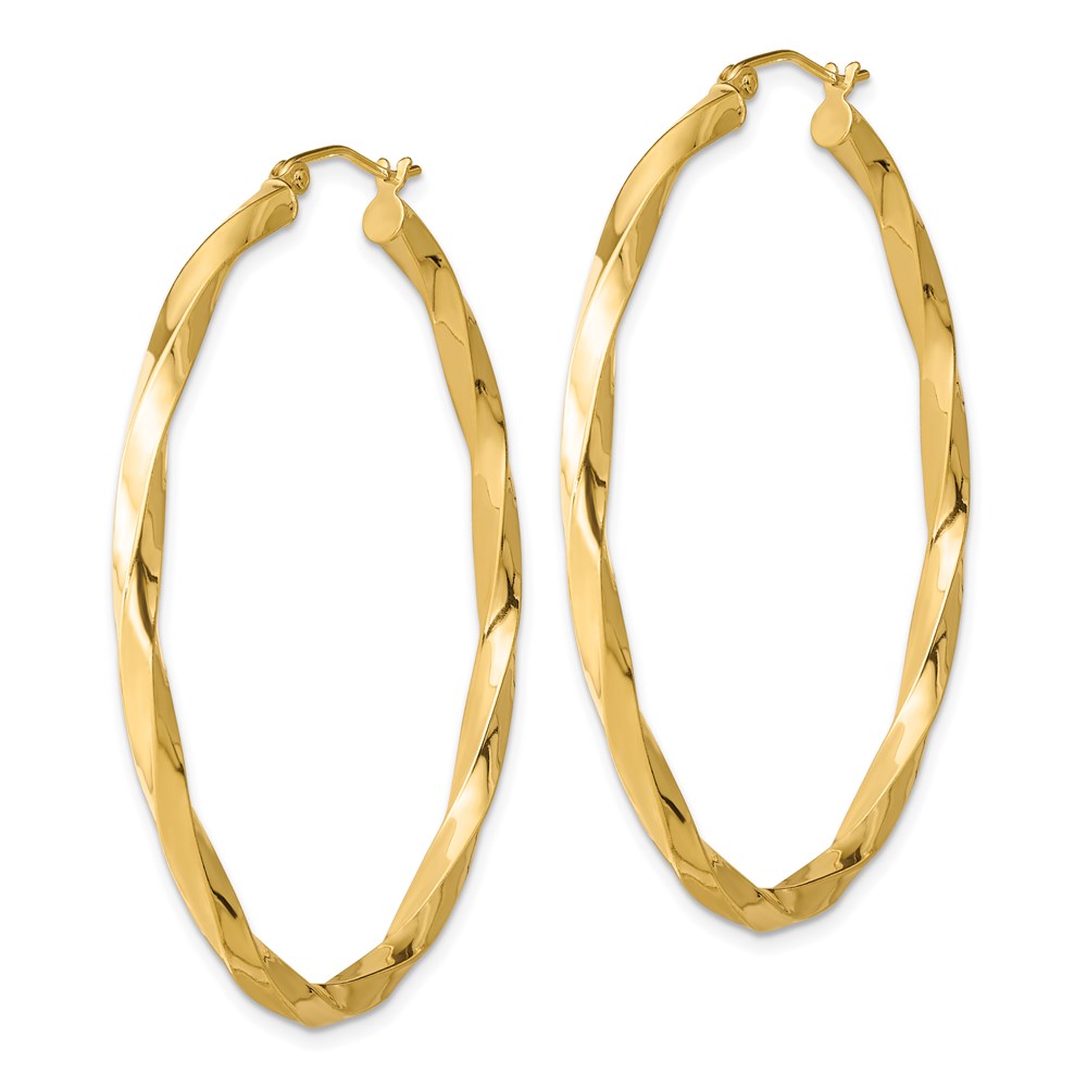 Sterling Silver Gold-plated Twisted 4mm Oval Hoop Earrings - Product Photo
