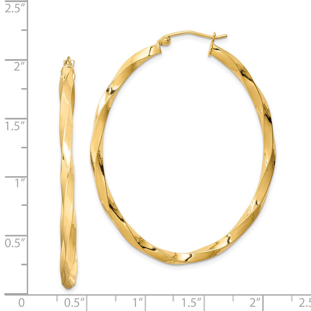 Sterling Silver Gold-plated Twisted 4mm Oval Hoop Earrings - Product Photo