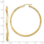 Sterling Silver Gold-plated Diamond Cut 2mm Wavy Hoop Earrings - Product Photo