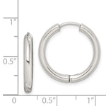 Sterling Silver Rhodium-plated Polished Hollow Hinged Hoop Earrings - Product Photo
