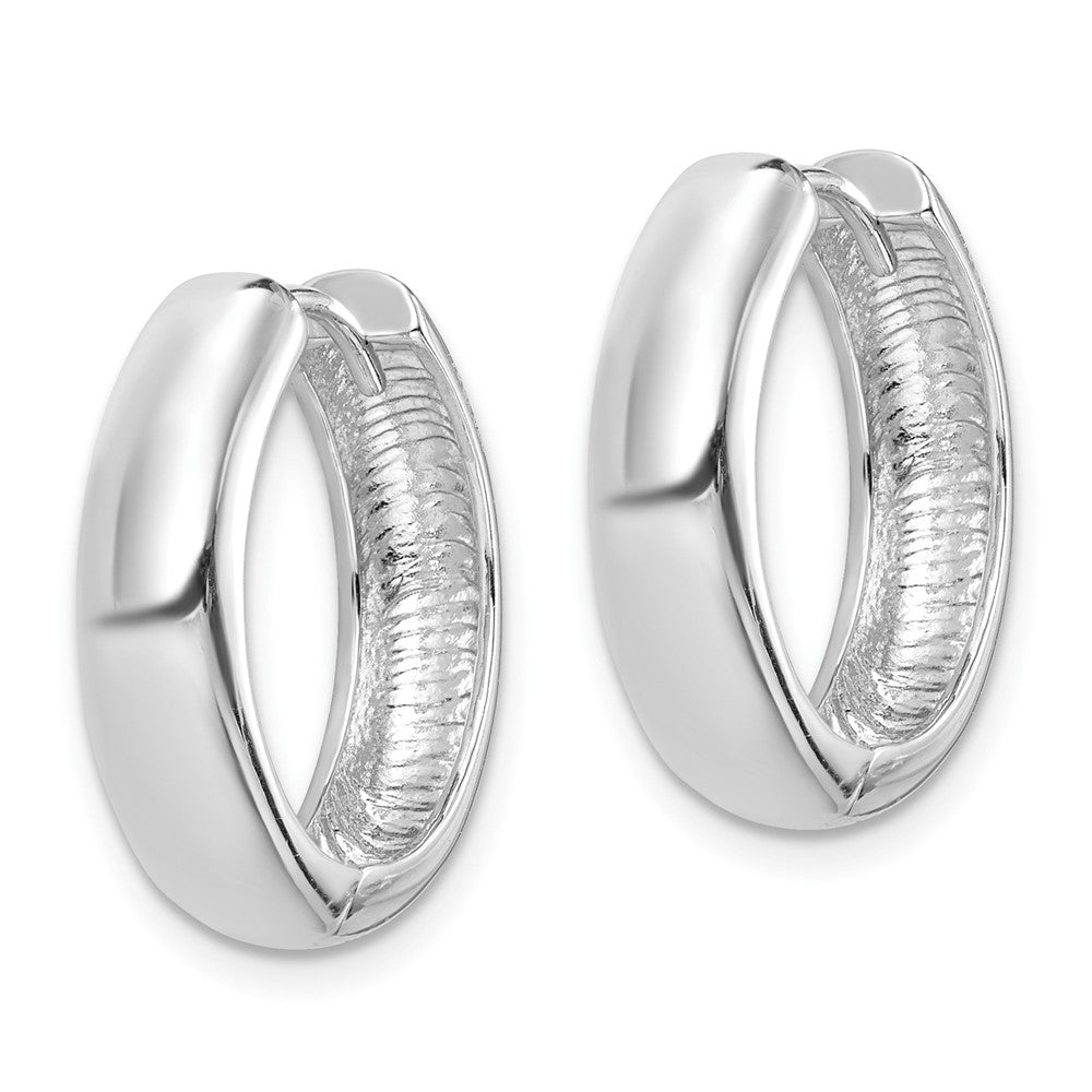 Sterling Silver Rhodium Polished Hinged Hoop Earrings - Product Photo