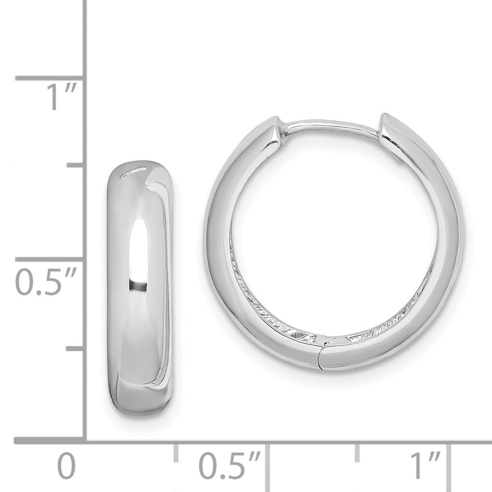 Sterling Silver Rhodium Polished Hinged Hoop Earrings - Product Photo