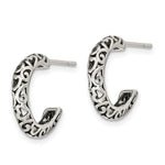 Sterling Silver Antique Post Hoop Earrings - Product Photo