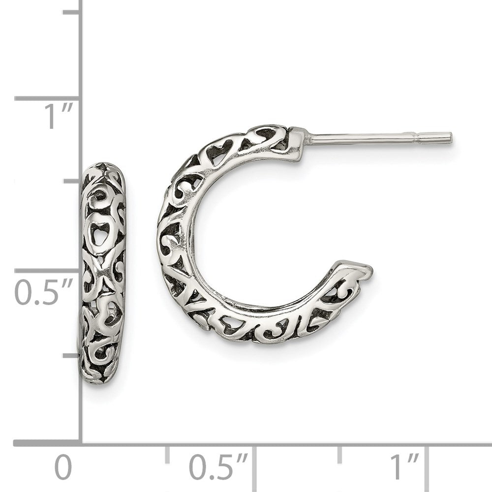 Sterling Silver Antique Post Hoop Earrings - Product Photo