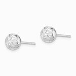 Sterling Silver Rhodium Plated 7mm Diamond Cut Post Earrings - Product Photo