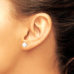 Sterling Silver Rhodium Plated 7mm Diamond Cut Post Earrings - Product Photo