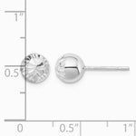 Sterling Silver Rhodium Plated 7mm Diamond Cut Post Earrings - Product Photo