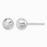 Sterling Silver Rhodium Plated 7mm Diamond Cut Post Earrings - Product Photo