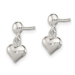 Sterling Silver Dangle Heart Post Earrings - Product Photo