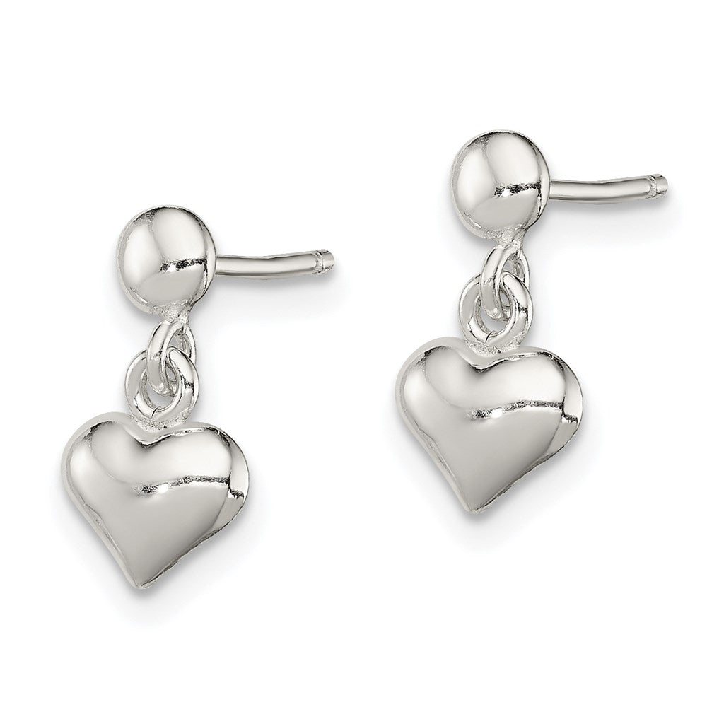 Sterling Silver Dangle Heart Post Earrings - Product Photo