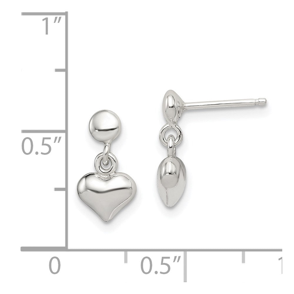 Sterling Silver Dangle Heart Post Earrings - Product Photo