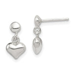 Sterling Silver Dangle Heart Post Earrings - Product Photo