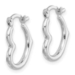 Sterling Silver Rhodium Plated Hollow Heart Hoop Earrings - Product Photo