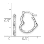 Sterling Silver Rhodium Plated Hollow Heart Hoop Earrings - Product Photo