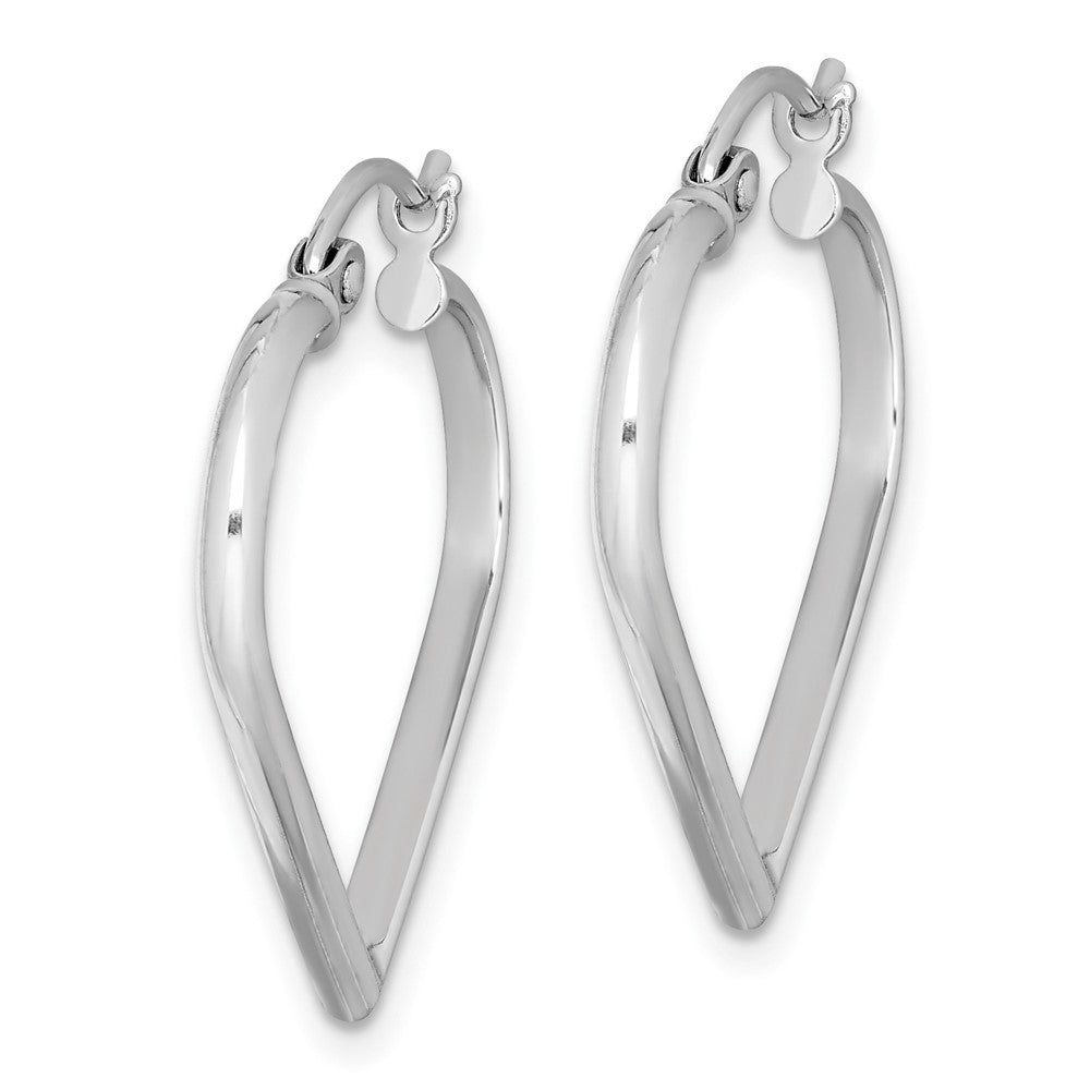 Sterling Silver Rhodium Plated Heart Hoop Earrings - Product Photo