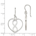 Sterling Silver Rhodium-plated Polished Infinity Open Heart Dangle Earrings - Product Photo