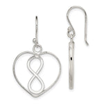 Sterling Silver Rhodium-plated Polished Infinity Open Heart Dangle Earrings - Product Photo