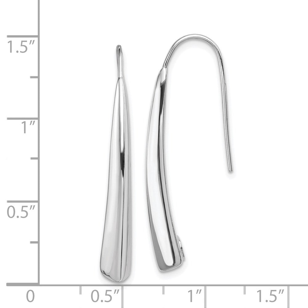 Sterling Silver Polished Rhodium Plated Fancy Bar Thread Earrings - Product Photo