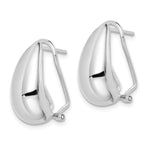 Sterling Silver Polished Omega Back J-Hoop Earrings - Product Photo