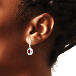 Sterling Silver Rhodium-plated Garnet and Diamond Dangle Earrings - Product Photo