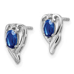 Sterling Silver Rhodium Plated Diamond & Sapphire Post Earrings - Product Photo