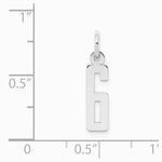 Sterling Silver/Rhodium-plated Elongated Polished Number 6 Charm - Product Photo