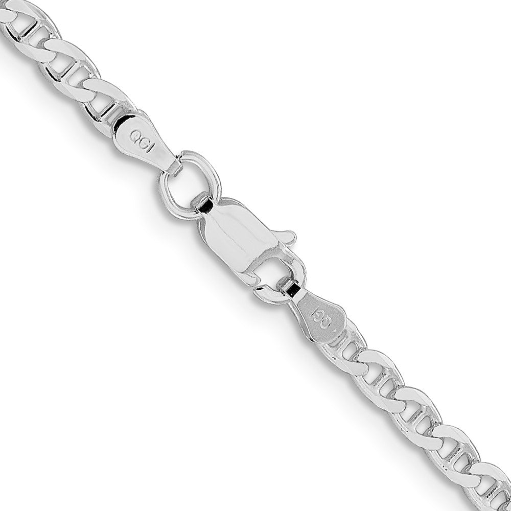 Sterling Silver Rhodium-plated 3.15mm D/C Flat Anchor Curb Chain - Product Photo