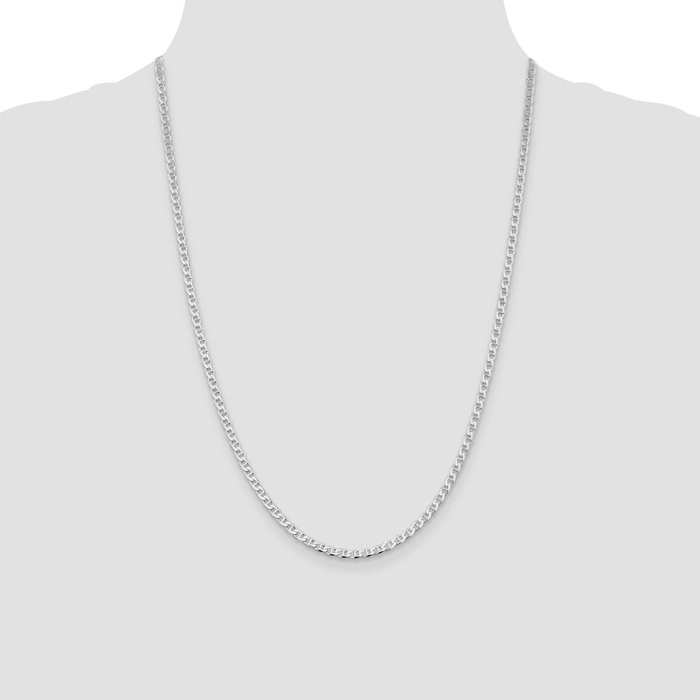 Sterling Silver Rhodium-plated 3.15mm D/C Flat Anchor Curb Chain - Product Photo
