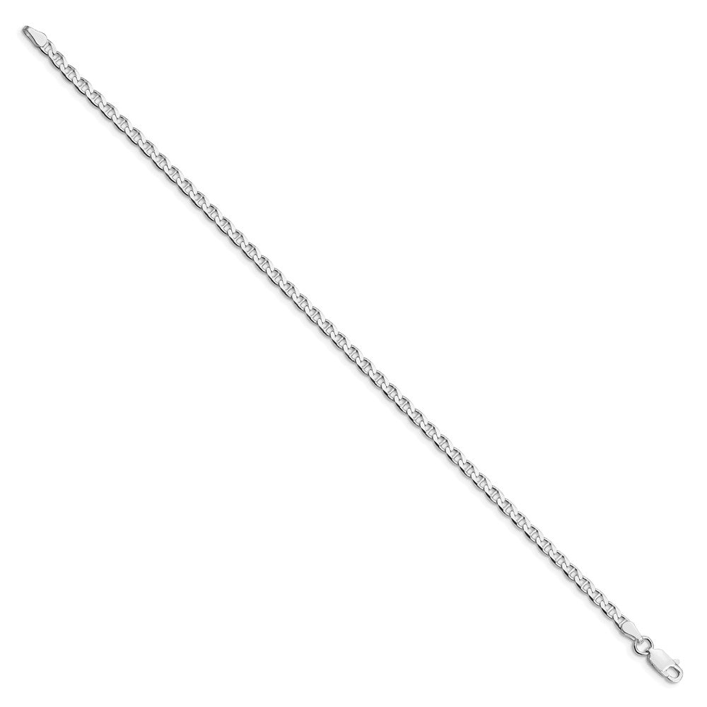 Sterling Silver Rhodium-plated 3.15mm D/C Flat Anchor Curb Chain Anklet - Product Photo