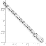 Sterling Silver Rhodium-plated 3.15mm D/C Flat Anchor Curb Chain Anklet - Product Photo