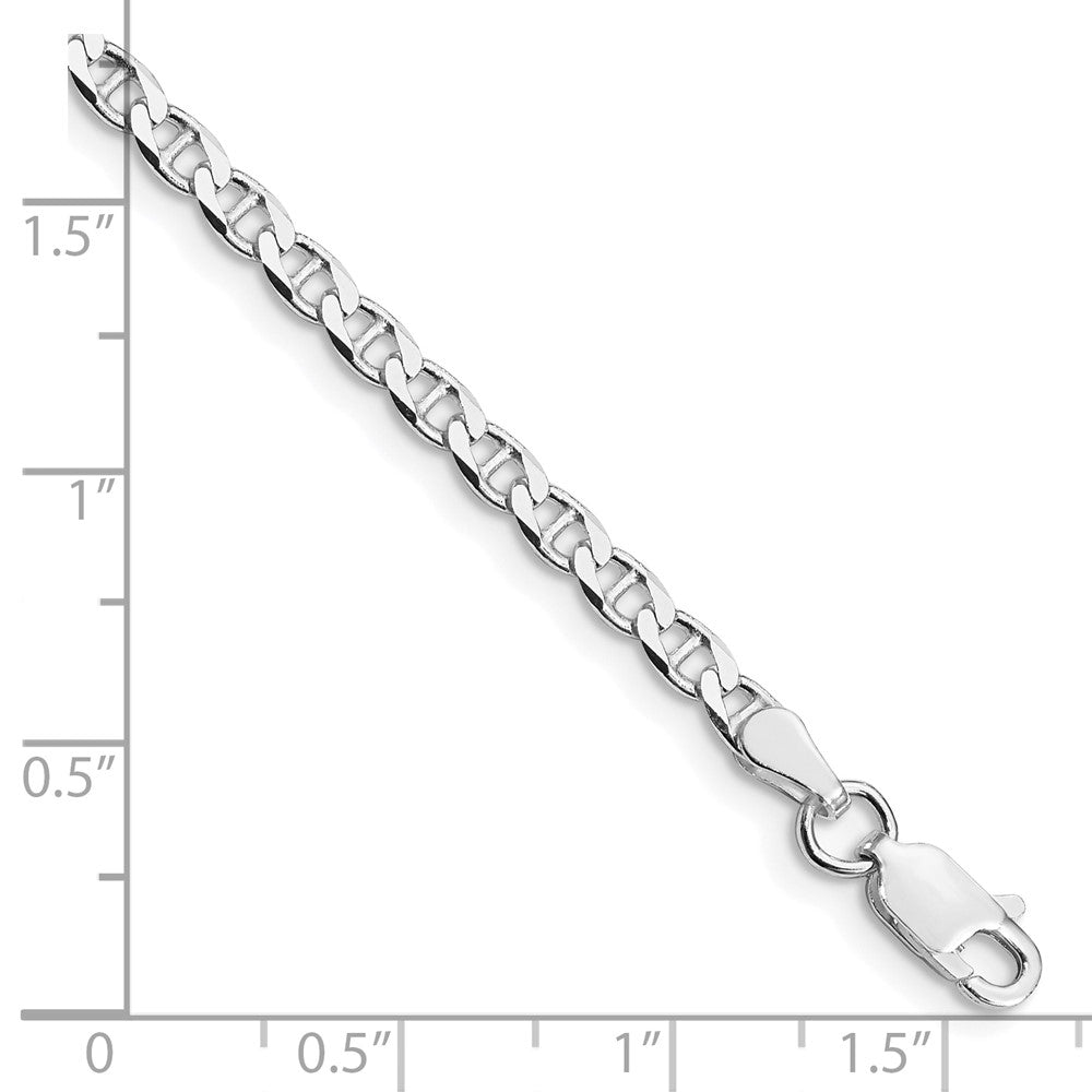 Sterling Silver Rhodium-plated 3.15mm D/C Flat Anchor Curb Chain Anklet - Product Photo