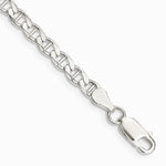Sterling Silver 4.0mm Diamond-Cut Flat Anchor Curb Chain Bracelet 7"-8" - Product Photo